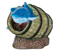 SUPERFISH-Décoration pour aquarium coloris vert Requin dans un Baril SuperFish