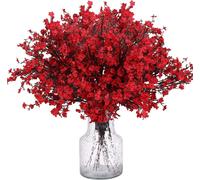 Superflowers Artificial Eucalyptus Flowers 50cm Artificial Flowers For Home,Wedding,Party,Office,Balcony And Garden (Red)