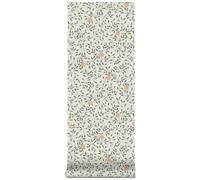 Superfresco Easy Papier Peint intissé Secret 1005 x 52cm Vert, Saumon sur Fond Beige | Revêtement Mural, Tapisserie | Ambiance Facile à Poser et à enlever