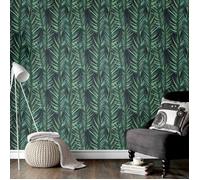 Superfresco Easy Papier Peint Intissé Entrelacs de Feuilles de Palmier 1005 x 52cm Vert | Revêtement Mural, Tapisserie | Ambiance Facile à poser et à enlever
