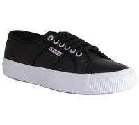 Superga 2750 Efglu Baskets En Cuir Mat Pour Femmes Noir Blanc Taille UK 3 - 6.5