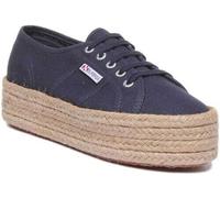 Superga 2790 Cotropew Femmes Toile Plateforme Baskets En Marine Taille UK 3 - 8
