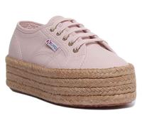 SUPERGA 2790 Cotropew Semelle Compensée Avec Corde Autour en Rose Taille UK 2- 9