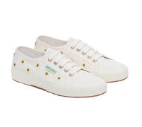 Superga Baskets 2750 en lin brodé motif tournesol unisexe pour adulte, Avorio blanc, 10 Women/8.5 Men