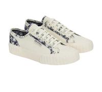 Superga Chaussures 2630 Stripe Sketched Flowers pour femme, Beige Naturel Marine Fleurs Sp, 37.5 EU