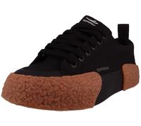 SUPERGA Chaussures à Lacets pour Femme Basse, en Tissu Noir, Black Gum, 37 EU