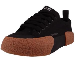 SUPERGA Chaussures à Lacets pour Femme Basse, en Tissu Noir, Black Gum, 37 EU