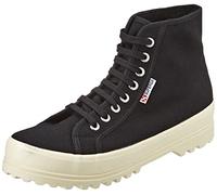 Superga Femme 2341 Alpina Gum Plat Oxford, Black Shiny Offwhite, 36 EU