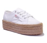 SUPERGA Trainer Toile À Lacets Plateforme Pour Femmes Blanc Taille 7 Uniquement