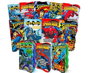 Superhero Board Books Ultimate Set Toddlers Kids -- Bundle with 12 Shaped Board Books Featuring Batman, Superman, Spiderman and More