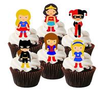 Superhero Girl Superhéros Filles Thème # 1 Edible Cupcake Toppers - Stand Up Wafer Decorations, Packung mit 24