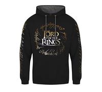 SuperHeroes Inc. Sweat à capuche officiel Le Seigneur des Anneaux avec logo en feuille d'or, Noir , XXL