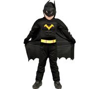 Superhéros chat chauve-souris manteau capuche costume personnage d'aventure bande dessinée carnaval enfants héros set complet, taille : 128/134 couleur : noir