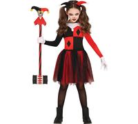 Superhéros Clown Costume Halloween Personnage d'aventure Avec Tutu Drôle de Joker Mr Smile Dessin animé créatif Amusant Enfants Tenue de fête de carnaval, Taille : 128/134 Couleur : Noir