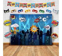 Superhéros - Décoration de Photographie de Paysage Urbain et Accessoires de Studio - Idéal comme arrière-Plan de séjour de Super héros - Décoration de fête d'anniversaire et d'événement