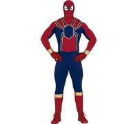 Superhéros personnage d'aventure Costume Combinaison Rouge Bleu Capuche Panzer Comicheld Carnaval Aventure Comic Outfits Adulte, Taille : 46 - 48 (S) Couleur : Rouge