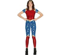 Superhéros Power Jumpsuit motif étoile Carnaval Classique Personnage d'aventure Rouge Bleu Or, Taille : 14 - 16 ans Couleur : Rouge