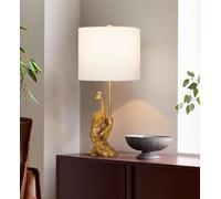 SUPERHONGJIHAO Lampe de table rétro américaine en forme de paon pour chambre à coucher, lampe de chevet de designer européen en résine pour hôtels chez l'habitant
