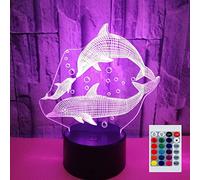 SUPERHONGJIHAO Lumière de nuit pour les enfants 3D Dolphin LED lampe avec contrôle à distance 16 couleur changer Xmas cadeau d'anniversaire pour les enfants