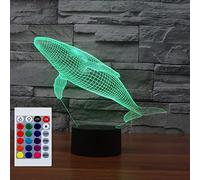 SUPERHONGJIHAO Veilleuse LED 3D baleine avec télécommande 16 couleurs changeantes Cadeau de Noël ou d'anniversaire pour enfant