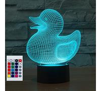 SUPERHONGJIHAO Veilleuse LED 3D en forme de canard avec télécommande - 16 couleurs changeantes - Cadeau de Noël ou d'anniversaire pour enfant
