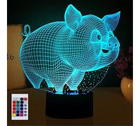 SUPERHONGJIHAO Veilleuse LED 3D en forme de cochon avec télécommande 16 couleurs changeantes Cadeau de Noël ou d'anniversaire pour enfant