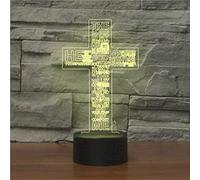 SUPERHONGJIHAO Veilleuse LED 3D en forme de croix de Jésus avec télécommande, 16 couleurs changeantes, cadeau d'anniversaire pour enfant