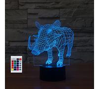 SUPERHONGJIHAO Veilleuse LED 3D en forme de sanglier avec télécommande 16 couleurs changeantes - Cadeau de Noël ou d'anniversaire pour enfant