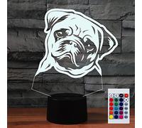 SUPERHONGJIHAO Veilleuse LED 3D en forme de tête de petit chien avec télécommande 16 couleurs changeantes Cadeau de Noël ou d'anniversaire pour enfant