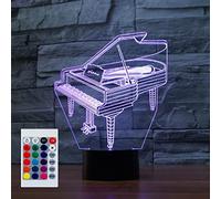 SUPERHONGJIHAO Veilleuse LED 3D piano avec télécommande 16 couleurs changeantes Cadeau de Noël ou d'anniversaire pour enfant