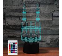 SUPERHONGJIHAO Veilleuse LED 3D pour enfants, architecture islamique 3D, avec télécommande, 16 couleurs changeantes, cadeau d'anniversaire pour enfant