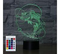 SUPERHONGJIHAO Veilleuse LED 3D pour enfants avec télécommande, 16 couleurs changeantes, cadeau d'anniversaire pour les enfants amateurs de pêche