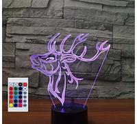 SUPERHONGJIHAO Veilleuse LED 3D Sika cerf avec télécommande 16 couleurs changeantes Cadeau de Noël ou d'anniversaire pour enfant