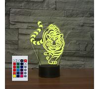 SUPERHONGJIHAO Veilleuse LED 3D tigre pour enfants avec télécommande, 16 couleurs changeantes, cadeau d'anniversaire pour enfant
