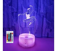 SUPERHONGJIHAO Veilleuse pour enfants 3D danseuse de ballet avec télécommande 16 couleurs changeantes Cadeau de Noël d'anniversaire pour enfant