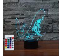 SUPERHONGJIHAO Veilleuse pour enfants 3D Go Fishing LED avec télécommande 16 couleurs changeantes Cadeau de Noël d'anniversaire pour enfant