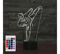 SUPERHONGJIHAO Veilleuse pour enfants 3D karaté taekwondo avec télécommande 16 couleurs changeantes Cadeau de Noël d'anniversaire pour enfant