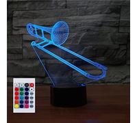 SUPERHONGJIHAO Veilleuse pour enfants 3D Trombone Lampe LED avec télécommande 16 couleurs changeantes Cadeau de Noël Anniversaire pour enfant