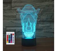 SUPERHONGJIHAO Veilleuse pour enfants - Lampe LED 3D rhinocéros avec télécommande - 16 couleurs changeantes - Cadeau de Noël ou d'anniversaire pour enfant
