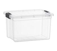 Superio Lot de 4 boîtes de rangement transparentes avec couvercles, bacs en plastique pour organisation, caisses empilables, sans BPA, non toxiques, sans odeur, organiseurs pour la maison, le bureau