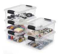 Superio Lot de 5 boîtes de rangement transparentes avec couvercles, bacs en plastique de 2,5 litres, empilables sans BPA, non toxiques, sans odeur, organiseurs pour la maison, le bureau et le dortoir