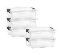 Superio Lot de 5 boîtes de rangement transparentes avec couvercles, bacs en plastique pour organisation, caisses empilables, sans BPA, non toxiques, sans odeur, organiseurs pour la maison, le bureau
