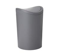 Superio Mini poubelle de salle de bain avec couvercle, poubelle en plastique gris moderne avec couvercle basculant (6 litres) pour cuisine, salle de bain, chambre, bureau, sous bureau (1, gris)