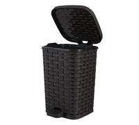 Superio Mini poubelle d'extérieur avec pédale - Petite poubelle d'extérieur avec couvercle - Corbeille à déchets en plastique de 5,8 l pour salle de bain, chambre, cuisine, bureau, terrasse (osier