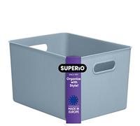 Superio Panier de rangement en plastique pour bureau, tiroir, maison, coiffeuse, bureau, placard, matériau durable pour classer, chiffons, cosmétiques, papeterie, etc. (bleu, 22 litres)