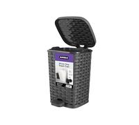 Superio Poubelle à pédale en osier avec pédale - Poubelle d'extérieur et d'intérieur grise de 6 l, panier à déchets pour salle de bain, cuisine, bureau, terrasse ou jardin