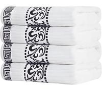 Superior Athens Modern Collection Lot de 4 Serviettes de Bain en Coton Motif Floral et géométrique Noir 76,2 x 132,1 cm