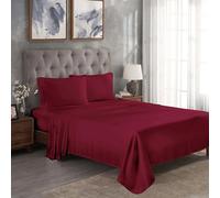 Superior - Ensemble de Drap de lit, 198 x 203 cm, uni, 100% Modal de hêtre, Couche Simple, 300 Fils au Pouce carré, Bordeaux
