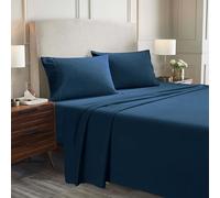 Superior - Ensemble de draps, 152 x 203 cm, en Flanelle uni, Coton, Bleu Marine,