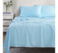 Superior - Ensemble de draps, 152 x 203 cm, uni 100% Modal de hêtre, Couche Simple, 300 Fils au Pouce carré, Bleu Clair,